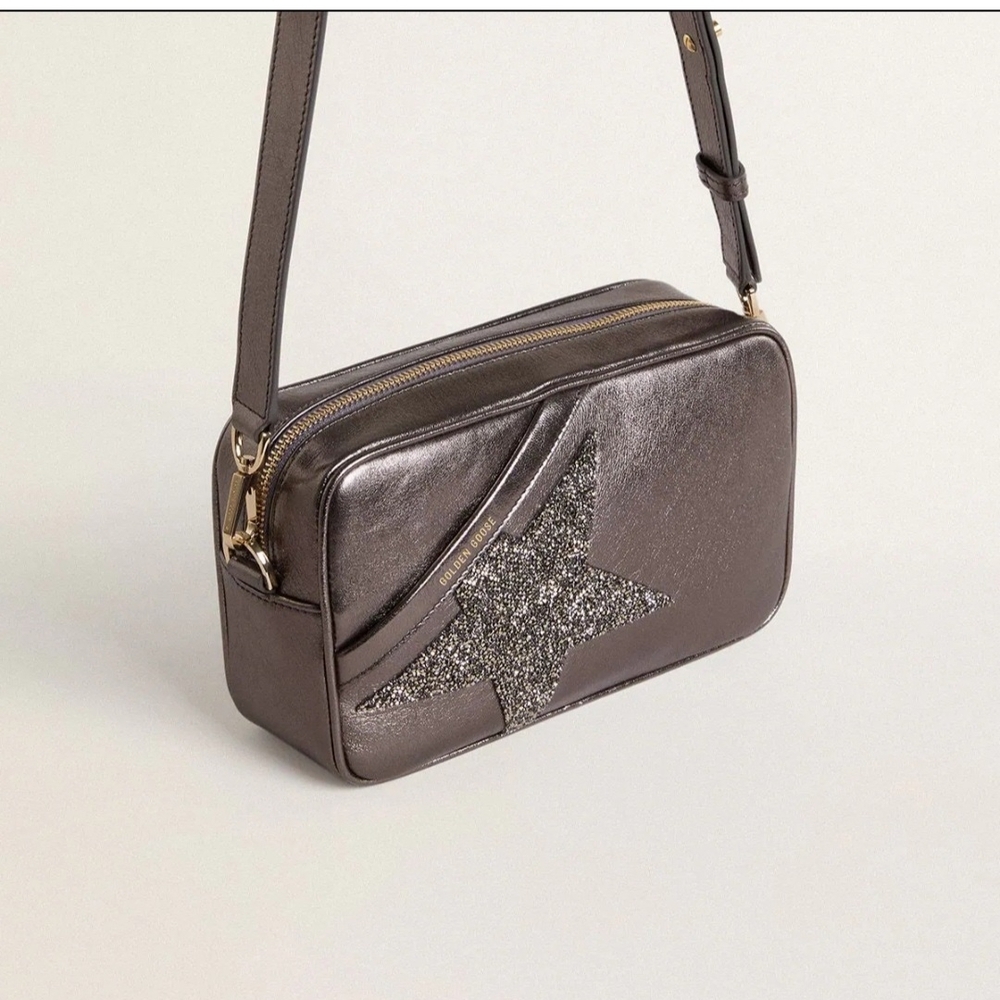 Golden Goose Shimmering Silver Star Crossbody Bag